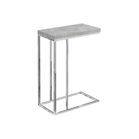 Homeroots 25.25 in. Grey Cement Particle Board & Chrome Metal Accent Table 333169